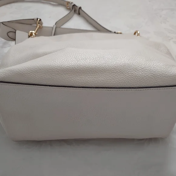 Coach chalk gold Remi refined pebble leather hobo crossbody bag - Picture 8 of 15